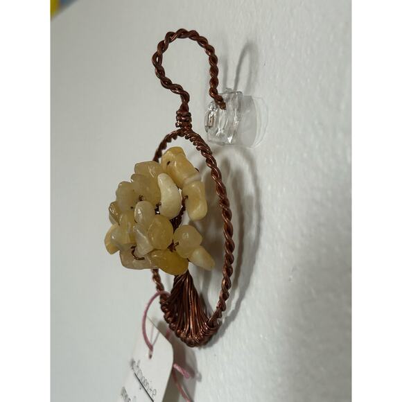 Handmade Copper and Serpentine Crystal Tree of life 3.5x2” Wall Decor - Picture 3 of 5